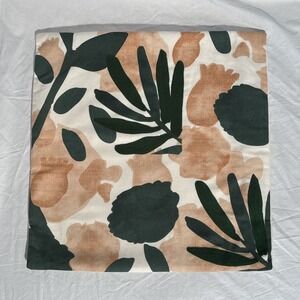 Pier 1 Imports Embroidered Floral Peach Green Pillow Cover Home Decor Great Cond